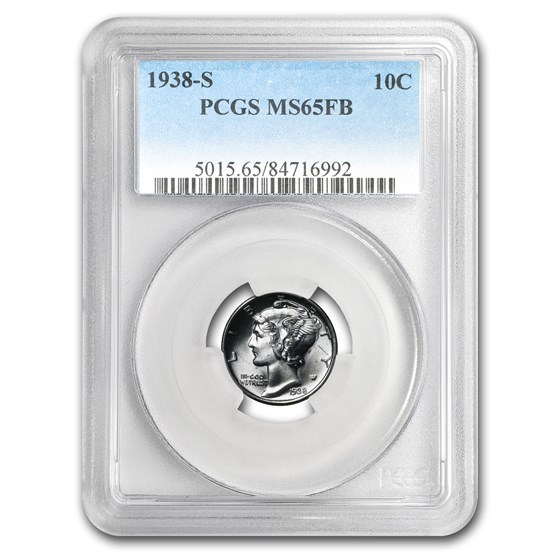 1938-S Mercury Dime MS-65 PCGS (FB) 1938-S Mercury Dime MS-65 PCGS (FB)